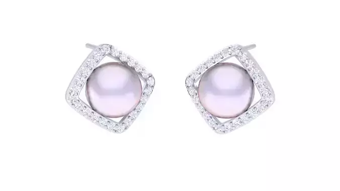 Women Pearl Earrings 3dm STL OBJ FBX Renders Details