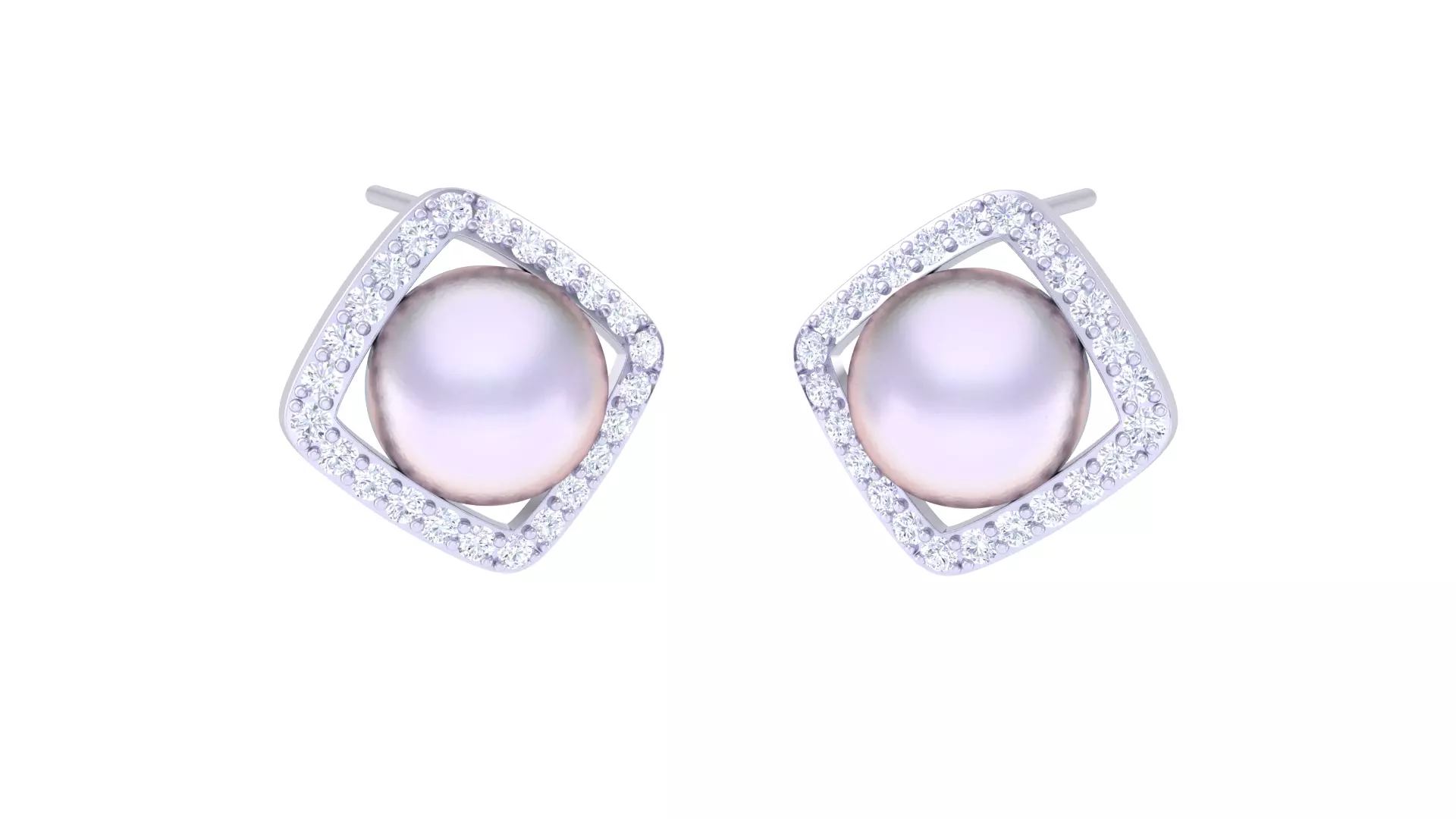 Women Pearl Earrings 3dm STL OBJ FBX Renders Details 3D print model_0