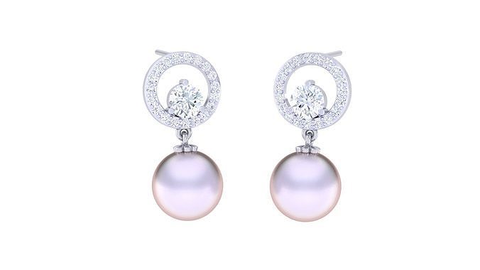 Women Pearl Earrings 3dm STL OBJ FBX Renders Details 3D print model