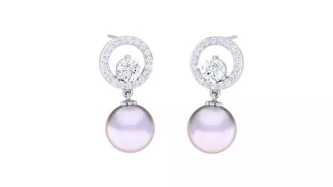 Women Pearl Earrings 3dm STL OBJ FBX Renders Details