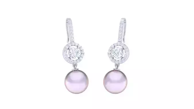 Women Pearl Earrings 3dm STL OBJ FBX Renders Details