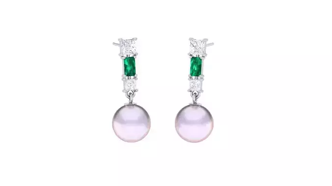 Women Pearl Earrings 3dm STL OBJ FBX Renders Details