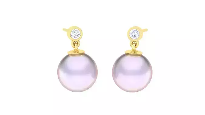 Women Pearl Earrings 3dm STL OBJ FBX Renders Details