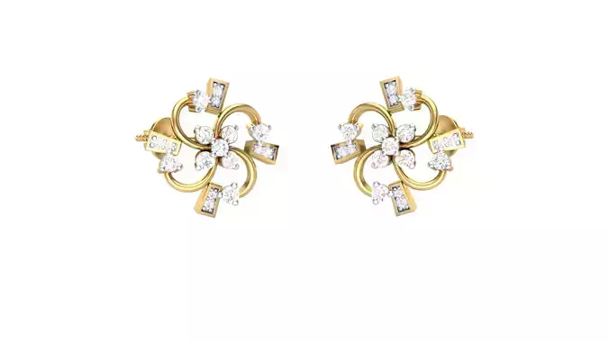 Women Stud Earrings 3dm STL OBJ FBX Renders Details