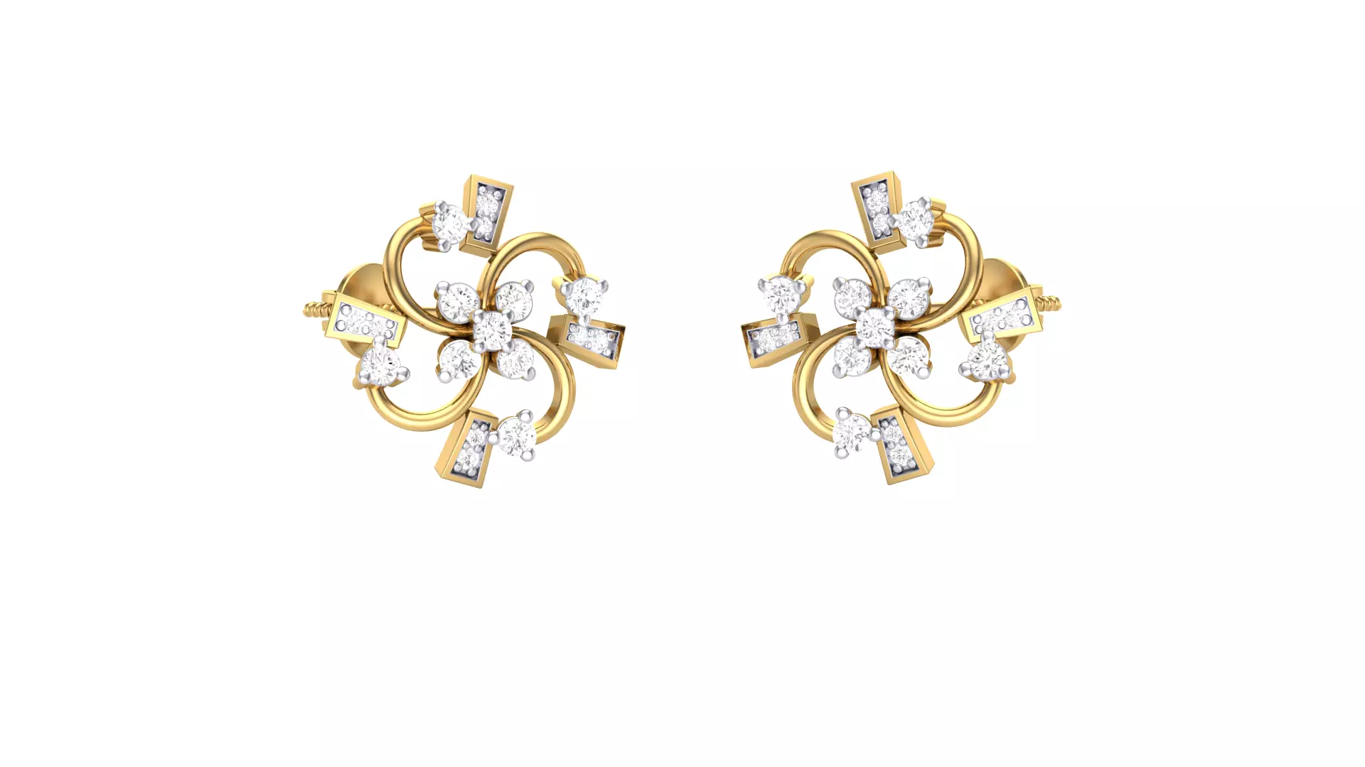 Women Stud Earrings 3dm STL OBJ FBX Renders Details 3D print model_0