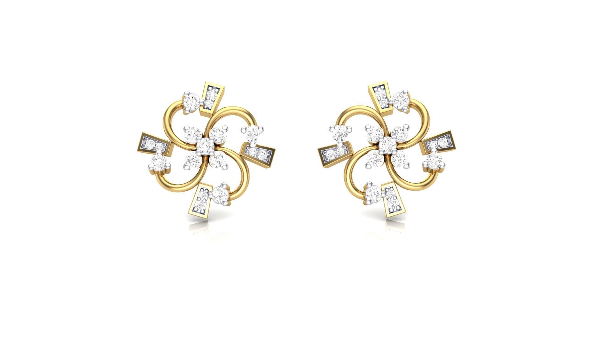 Women Stud Earrings 3dm STL OBJ FBX Renders Details 3D print model_2