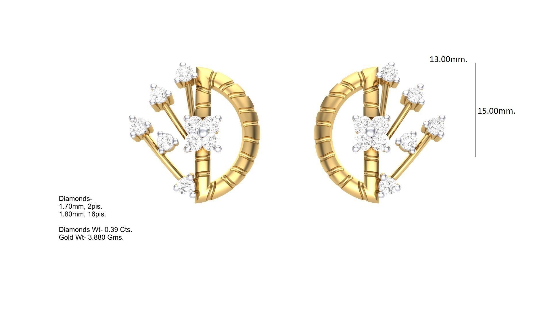 Women Stud Earrings 3dm STL OBJ FBX Renders Details 3D print model_1