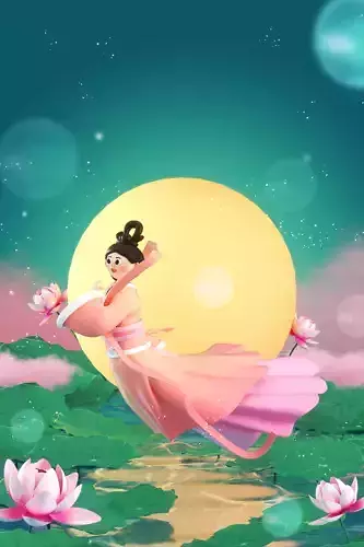 C4D model - Mid-Autumn Festival poster