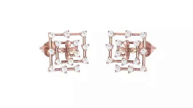 Women Stud Earrings 3dm STL OBJ FBX Renders Details