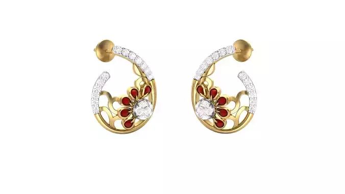 Women Stud Earrings 3dm STL OBJ FBX Renders Details