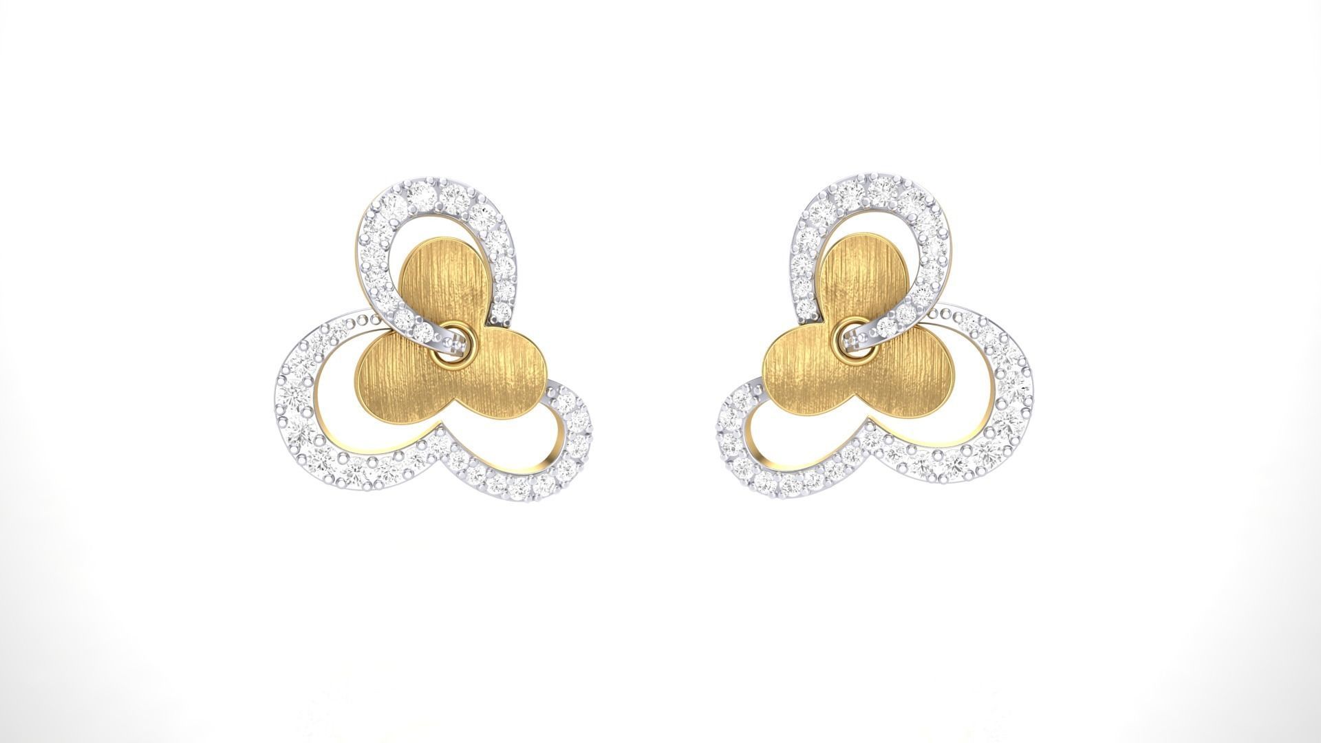 Women Stud Earrings 3dm STL OBJ FBX Renders Details 3D print model_2