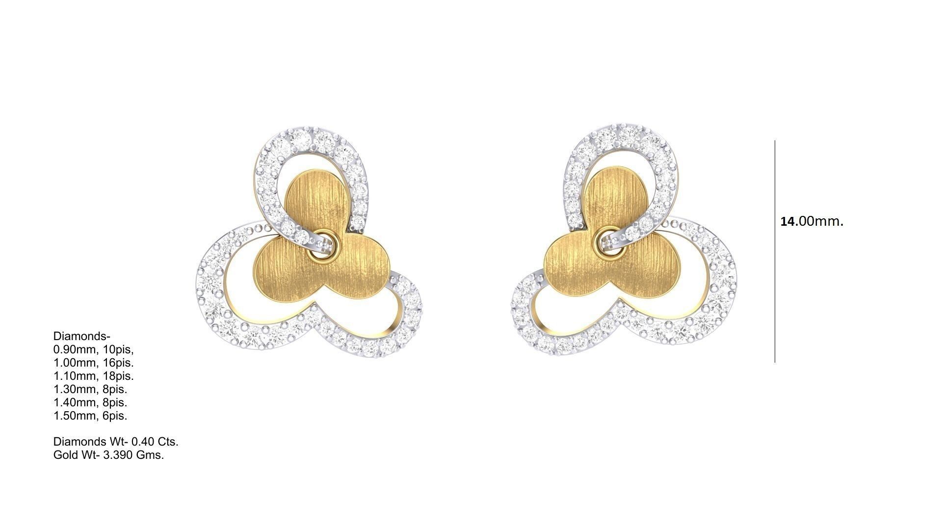 Women Stud Earrings 3dm STL OBJ FBX Renders Details 3D print model_1