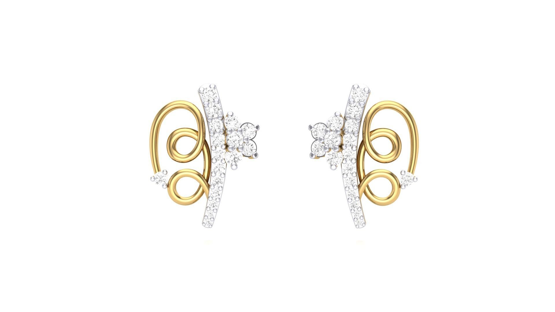 Women Stud Earrings 3dm STL OBJ FBX Renders Details 3D print model_2