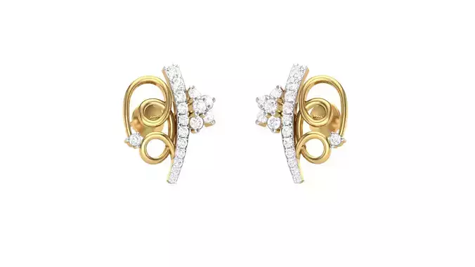 Women Stud Earrings 3dm STL OBJ FBX Renders Details