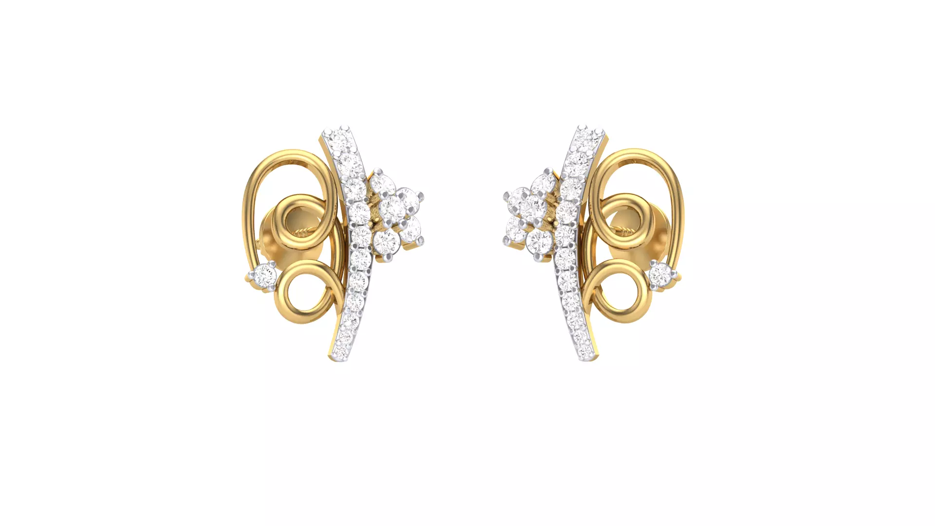 Women Stud Earrings 3dm STL OBJ FBX Renders Details 3D print model_0