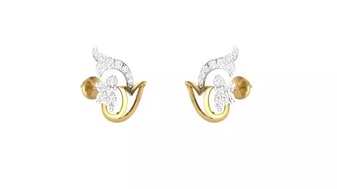 Women Stud Earrings 3dm STL OBJ FBX Renders Details