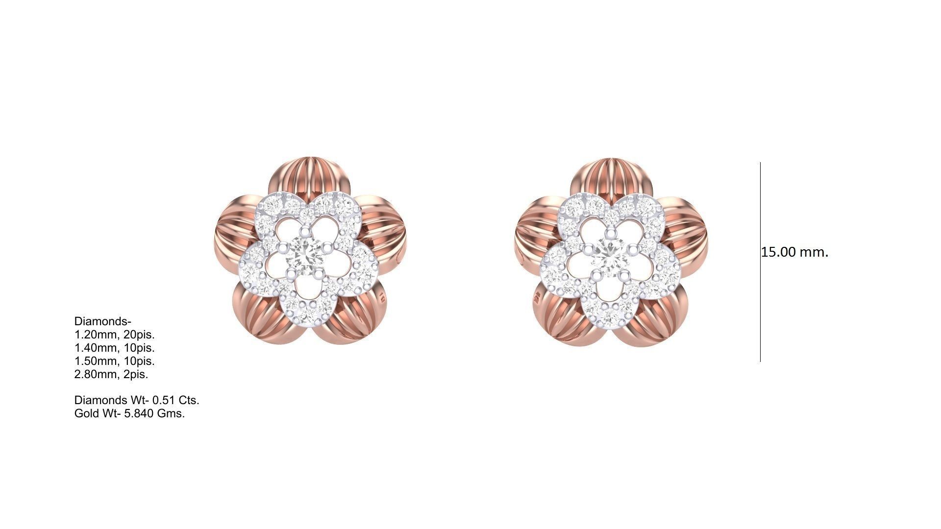 Women Stud Earrings 3dm STL OBJ FBX Renders Details 3D print model_1