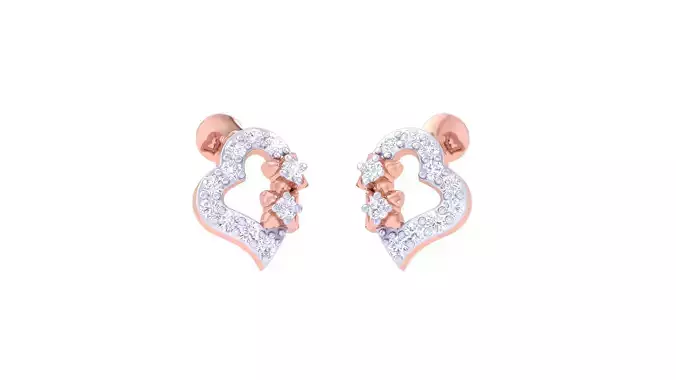 Women Stud Heart Earrings 3dm STL OBJ FBX Renders Details