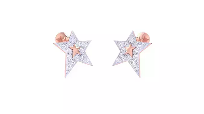 Women Stud Star Earrings 3dm STL OBJ FBX Renders Details