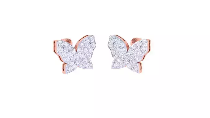 Women Stud Butterflies Earrings 3dm STL OBJ FBX Renders Details 3D print model