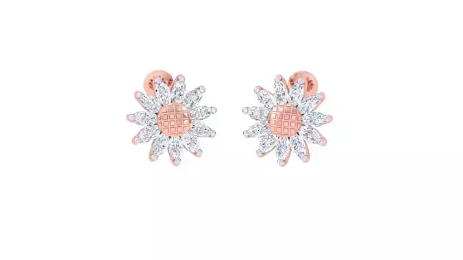 Women Studs Earrings 3dm STL OBJ FBX Renders Details