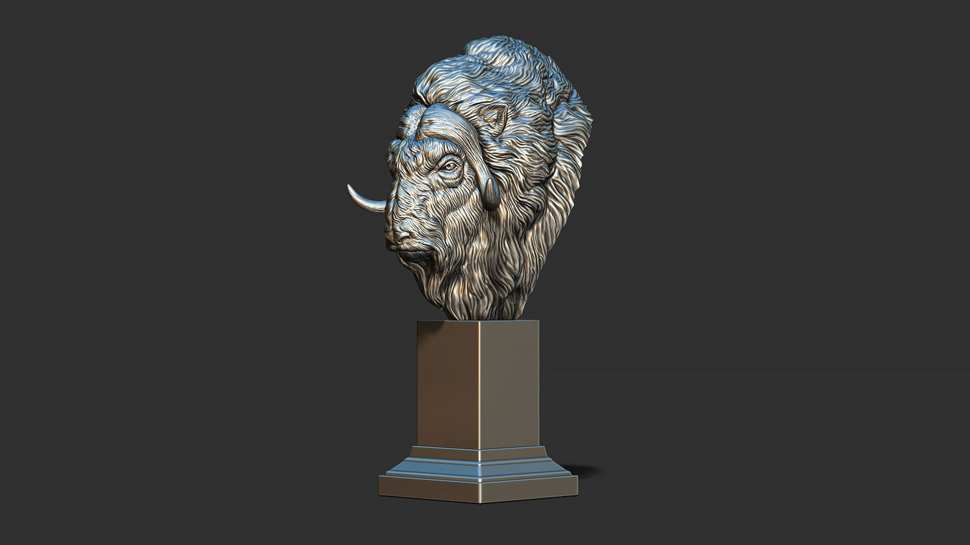 Musk ox head bust 3D print model_9