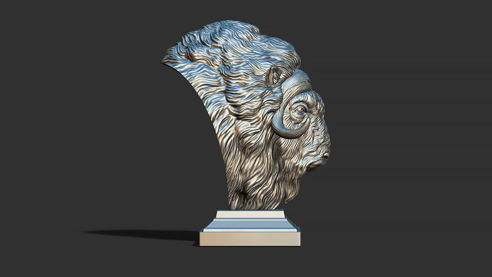 Musk ox head bust 3D print model_12