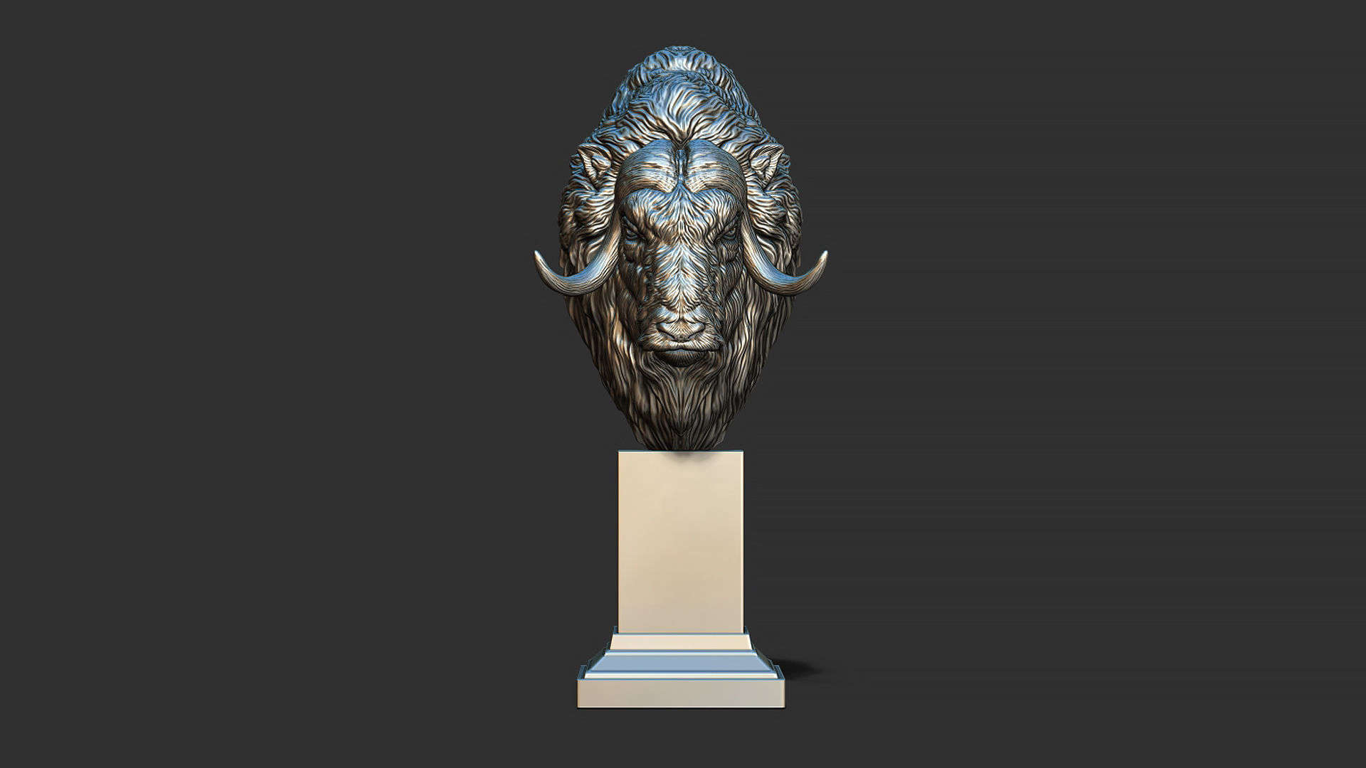 Musk ox head bust 3D print model_10
