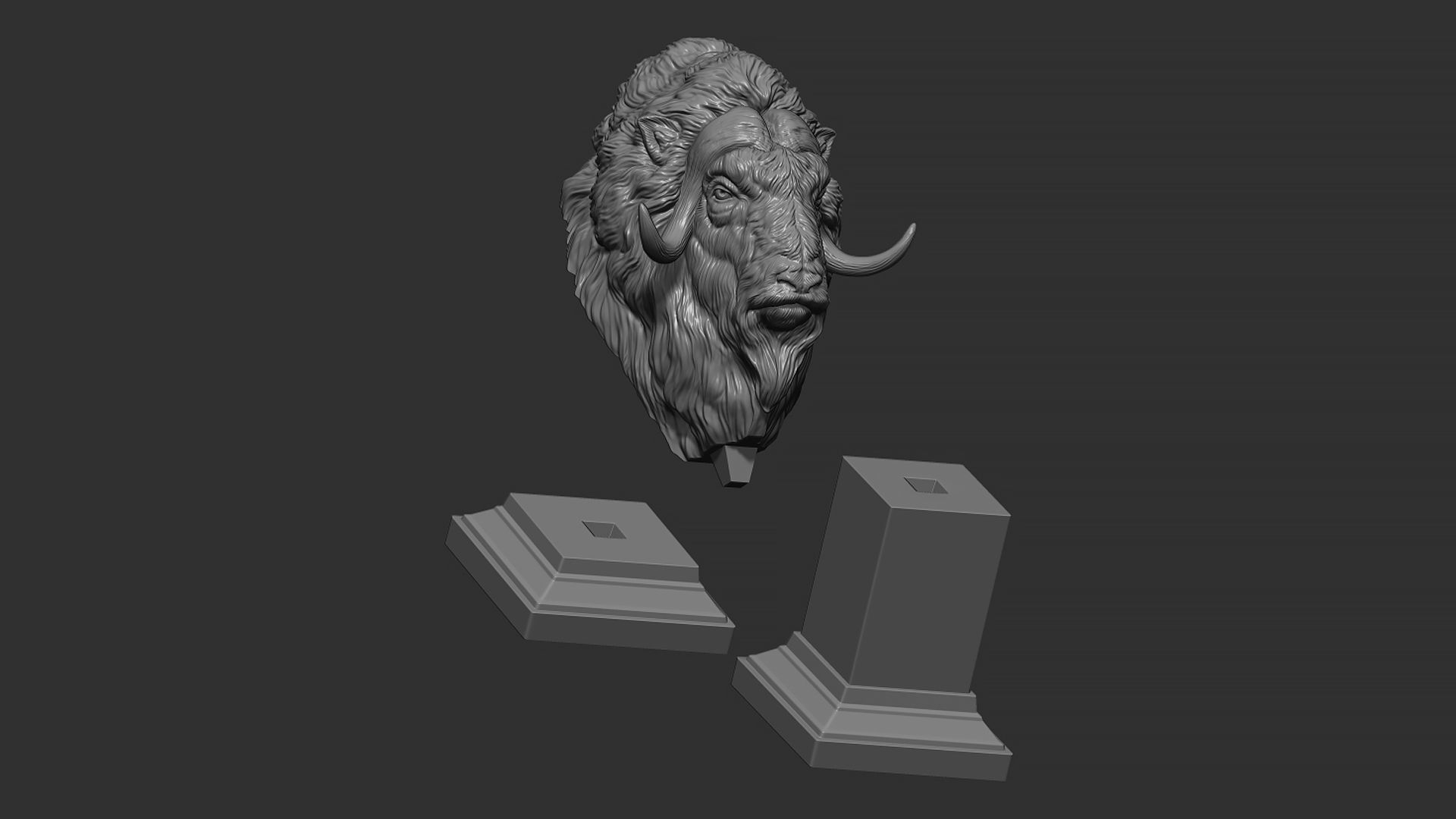Musk ox head bust 3D print model_18