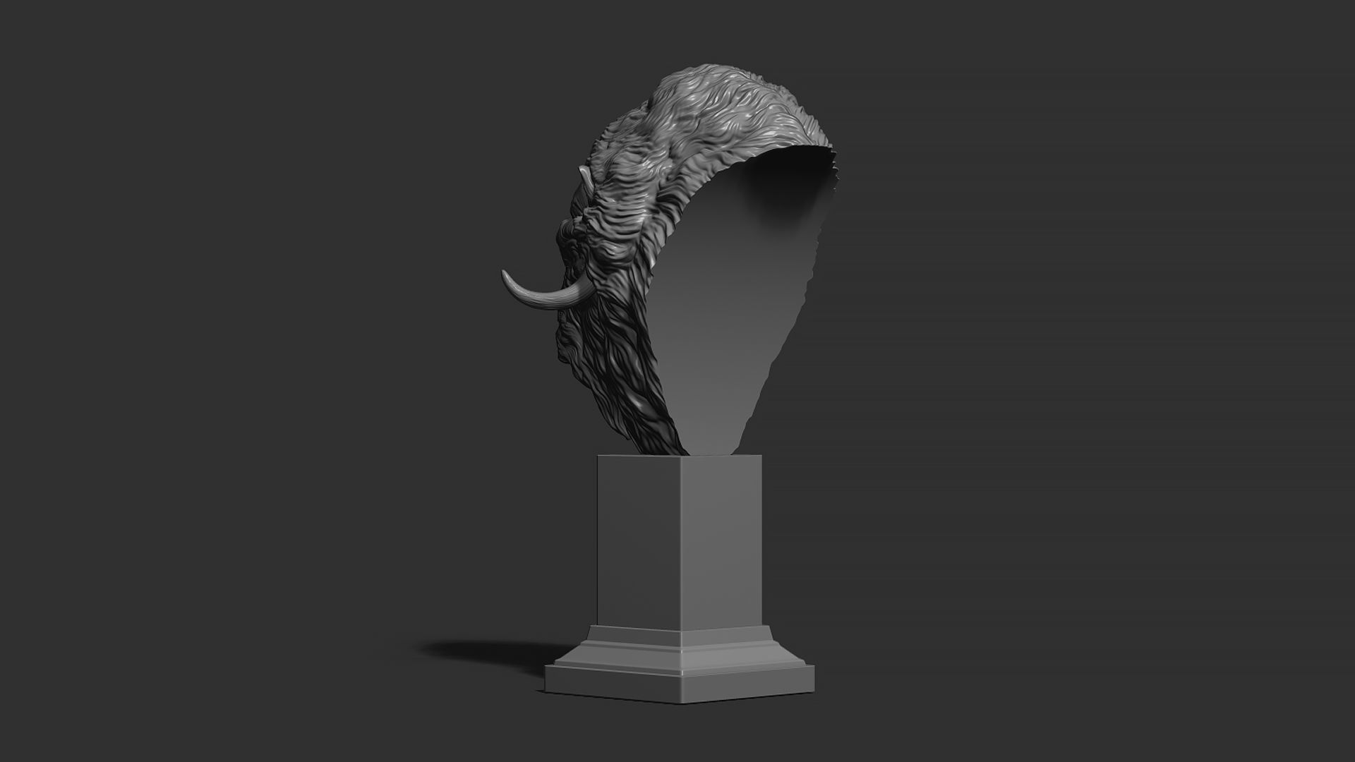Musk ox head bust 3D print model_6