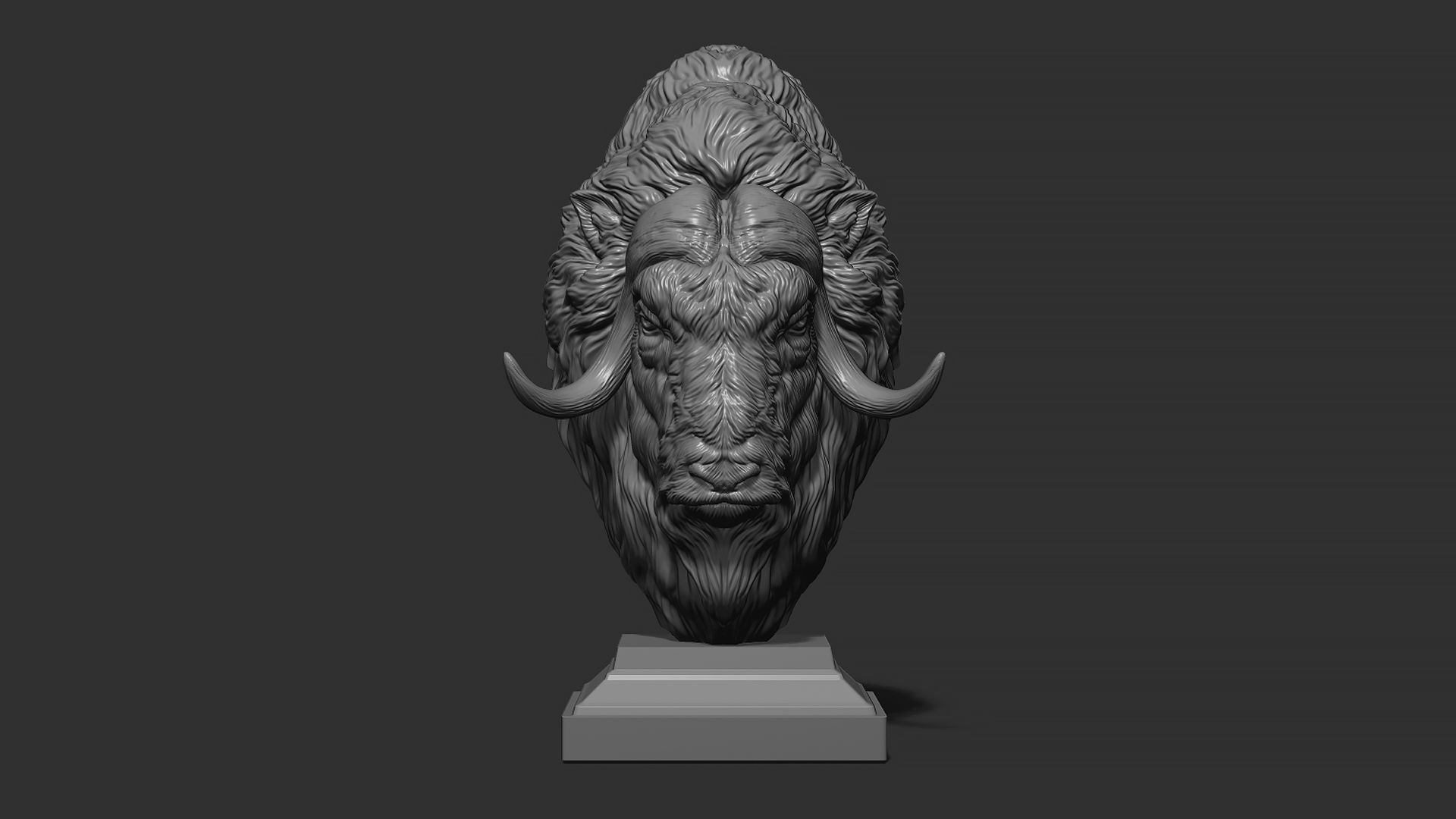 Musk ox head bust 3D print model_16