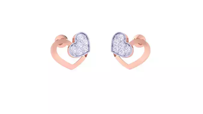 Women Stud Heart Earrings 3dm STL OBJ FBX Renders Details