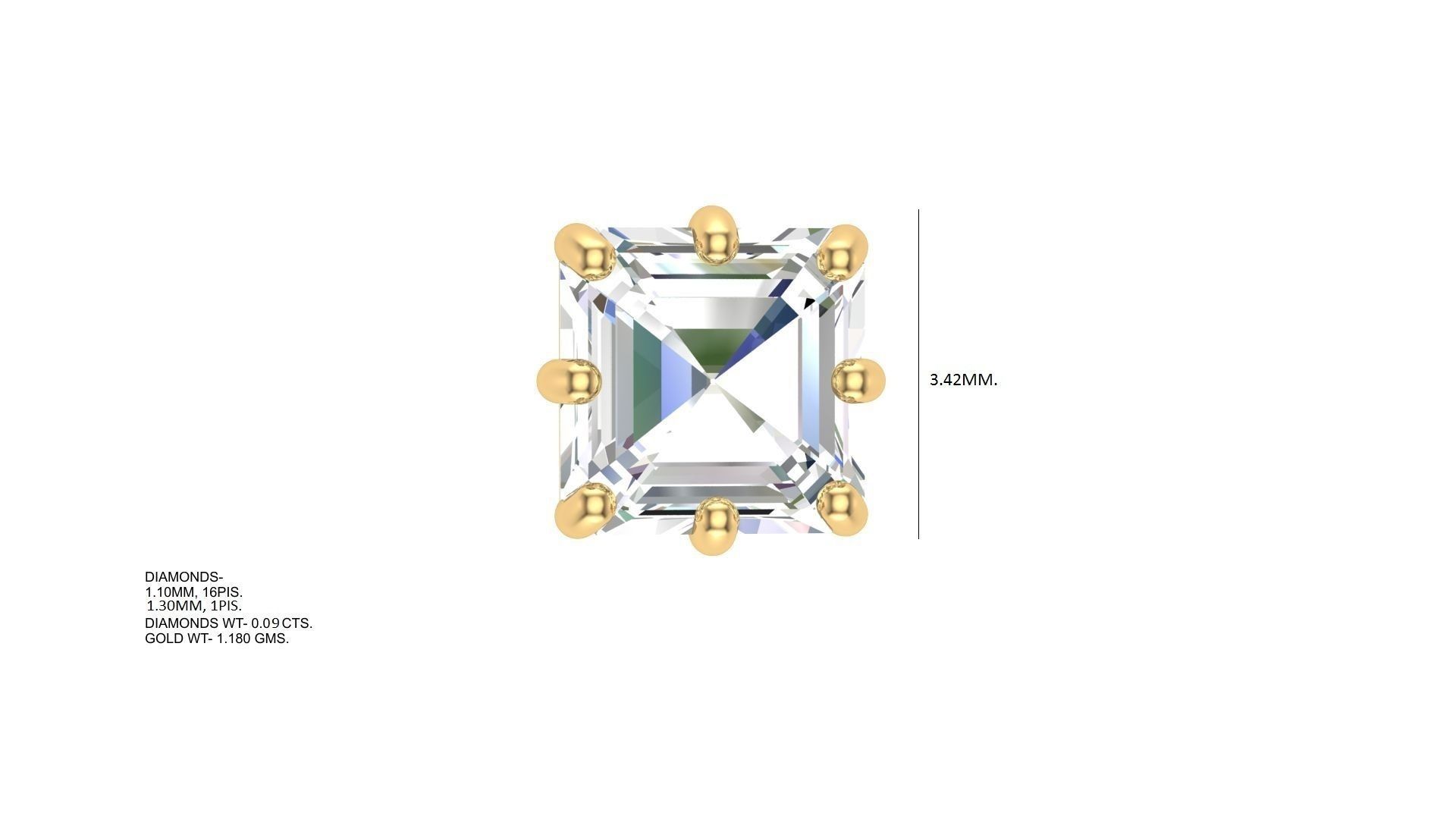 Women Stud Earrings STL OBJ FBX Renders Details 3D print model_1