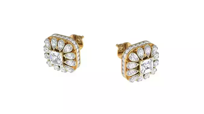 Women Stud Earrings STL OBJ FBX Renders Details
