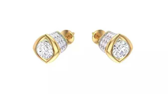 Women Stud Earrings STL OBJ FBX Renders Details 3D print model