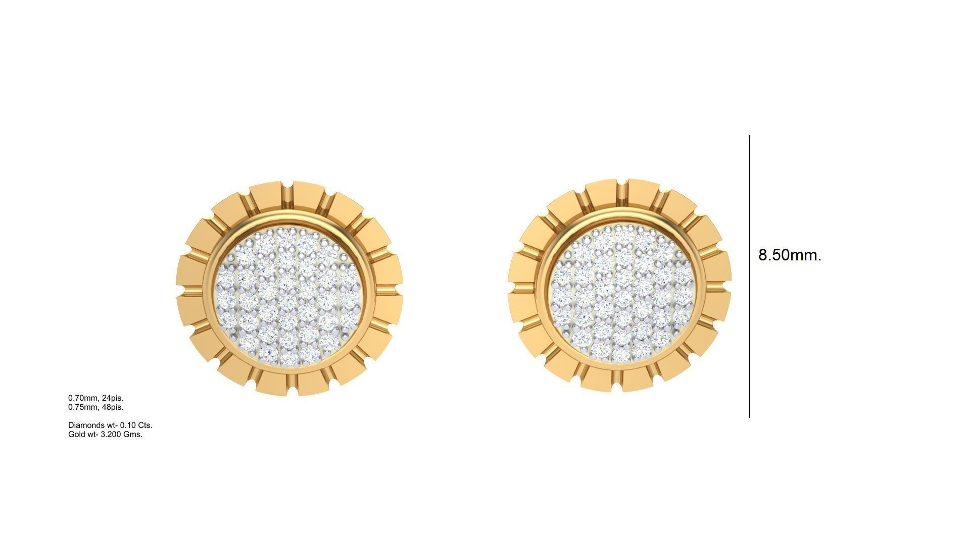 Women Stud Earrings STL OBJ FBX Renders Details 3D print model_2