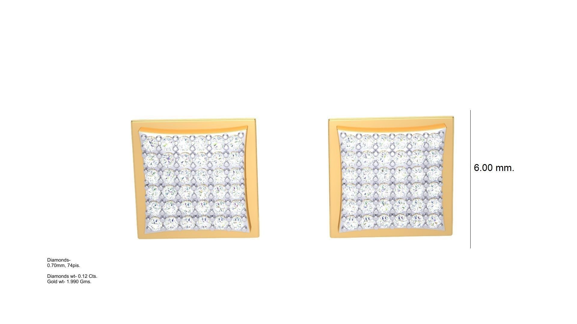 Women Stud Earrings STL OBJ FBX Renders Details 3D print model_2