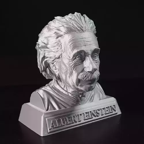 Einstein Bust 3D print with base-supported 3D print model
