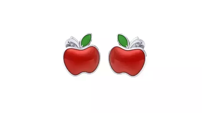 Kids Apple Earrings 3dm STL OBJ FBX Renders Details