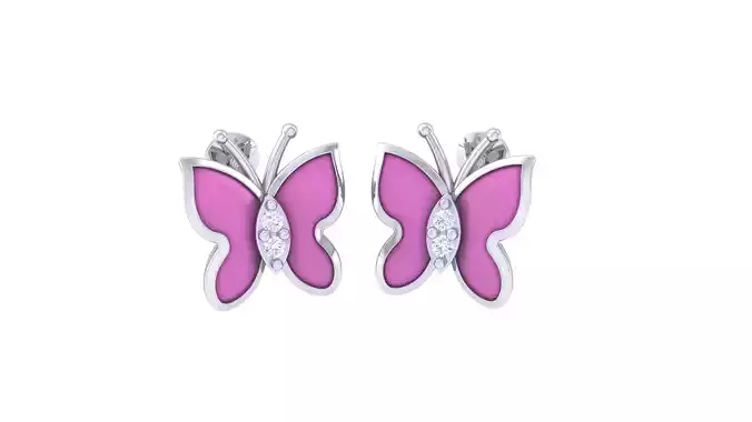 Kids Butterflies Earrings 3dm STL OBJ FBX Renders Details