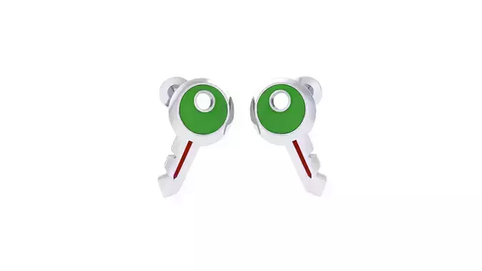 Kids Key Earrings 3dm STL OBJ FBX Renders Details