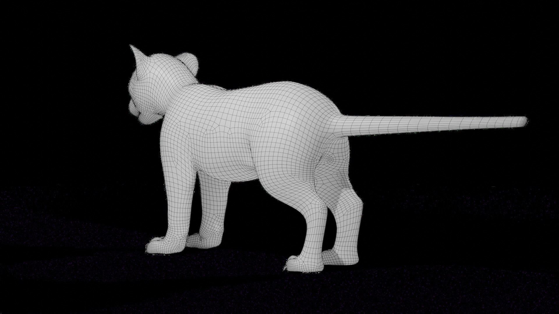 3D Fur Baby Black Panther NO Rigged in Blender Low-poly 3D model_16