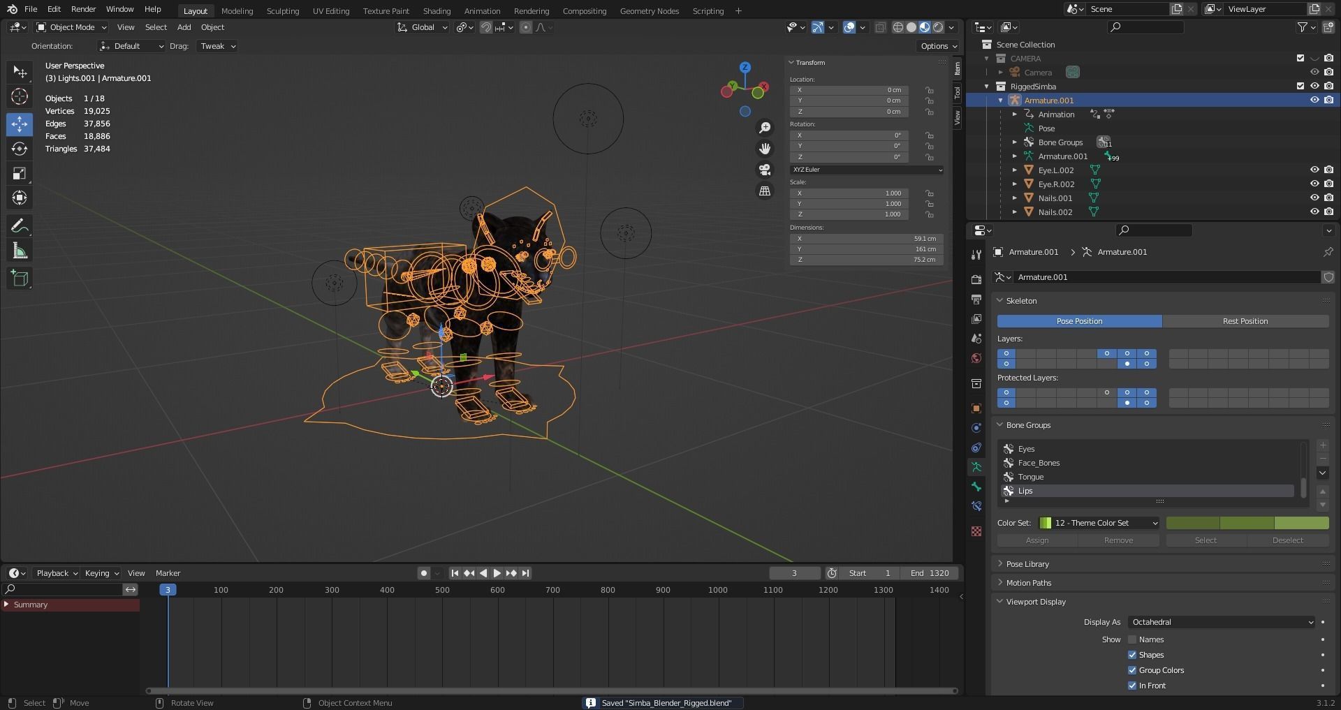3D Fur Baby Black Panther NO Rigged in Blender Low-poly 3D model_14