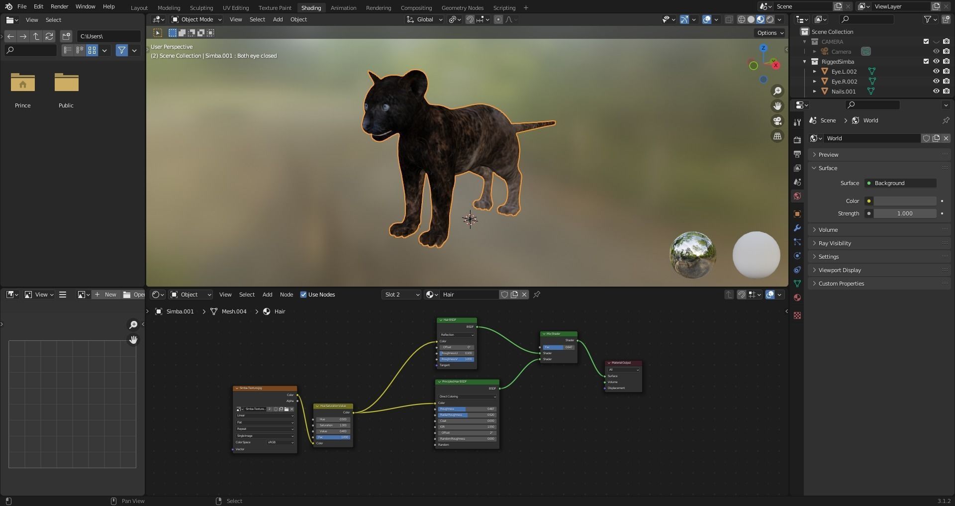 3D Fur Baby Black Panther NO Rigged in Blender Low-poly 3D model_13