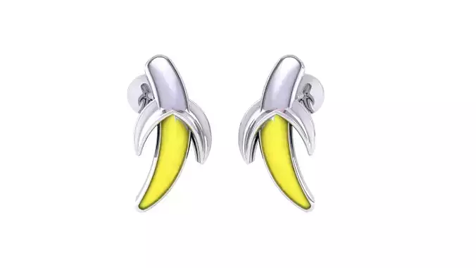 Kids Banana Earrings 3dm STL OBJ FBX Renders Details