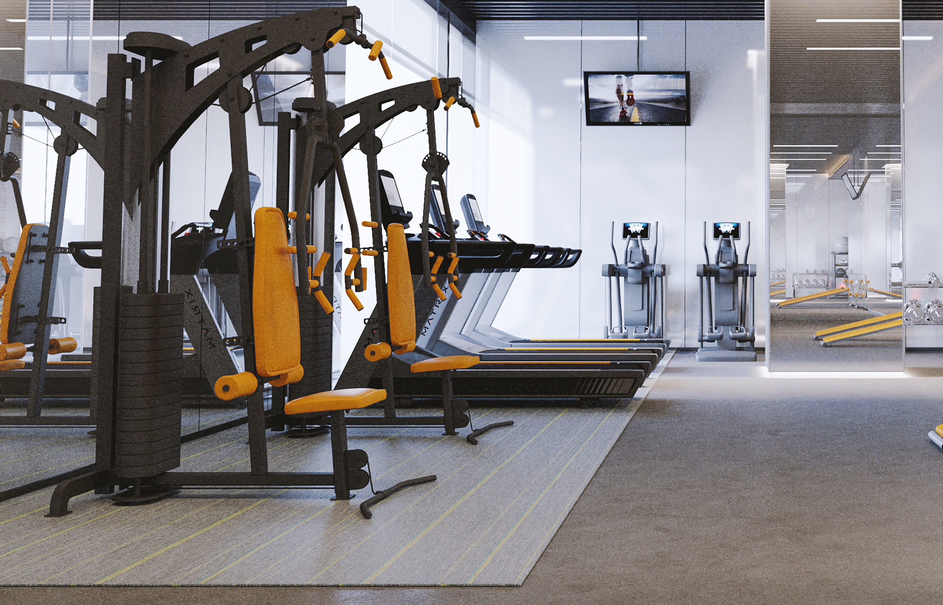 GYM model room with equipment 3D model_3