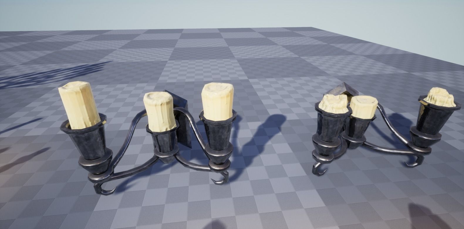 Candle Set candlesticks Low-poly 3D model_14