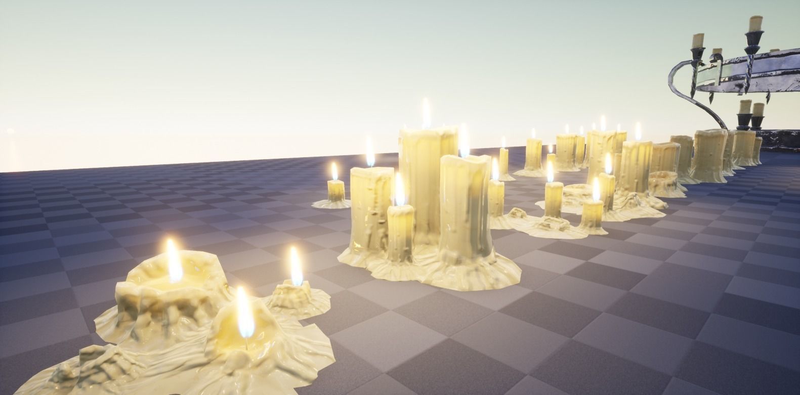 Candle Set candlesticks Low-poly 3D model_5