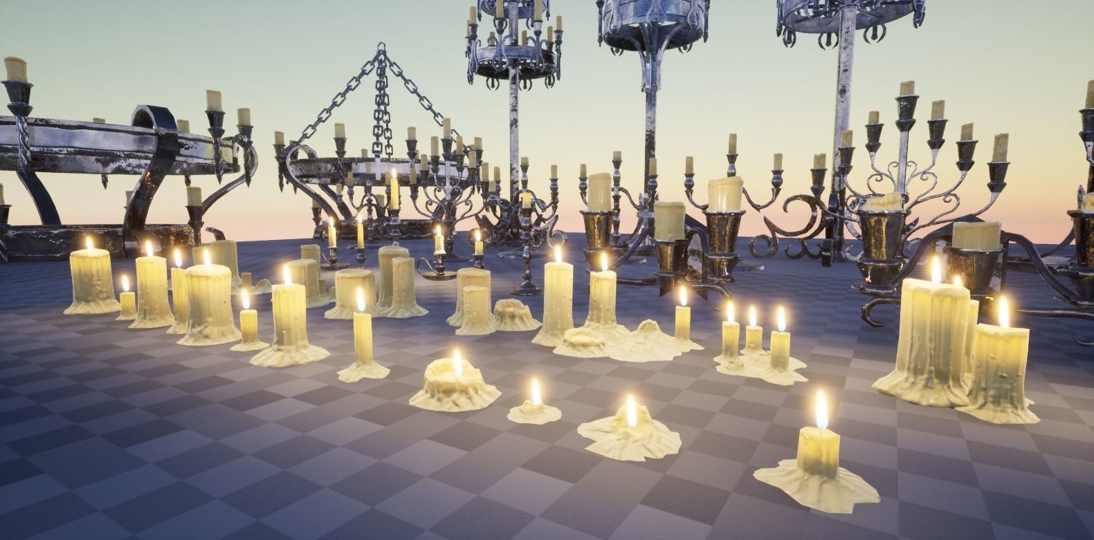 Candle Set candlesticks Low-poly 3D model_3