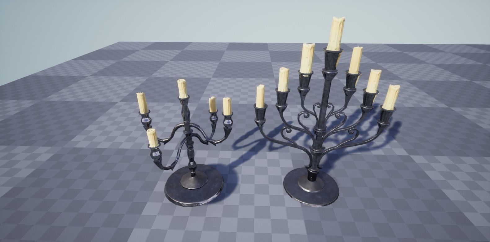 Candle Set candlesticks Low-poly 3D model_11